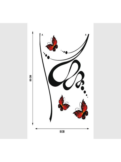 Stickers - Papillons Rouges Abstraits - 1 planche 65x85 cm - Kiabi