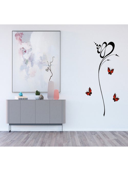 Stickers - Papillons Rouges Abstraits - 1 planche 65x85 cm - Kiabi