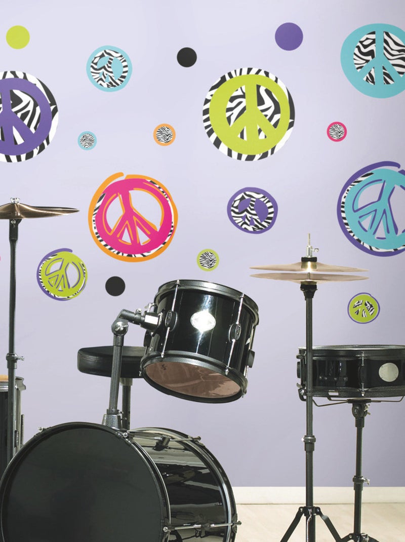 Stickers - Peace & Love - Hauteur 45,7 cm Multicolore - Kiabi