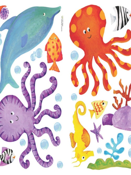 Stickers - Pieuvre Violette - Hauteur 45,7 cm - Kiabi