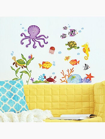 Stickers - pieuvres et poissons multicolores