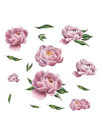 Stickers - Pivoines Roses - Hauteur 92.71 cm