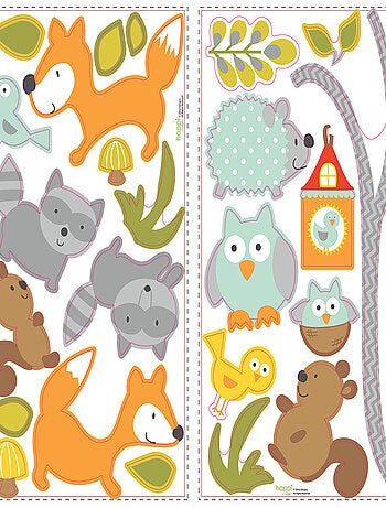Stickers - Renard Et Ses Amis Dans La Forêt - Hauteur 45,7 cm