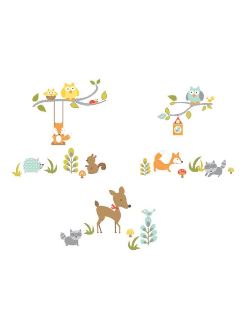 Stickers - Renard Et Ses Amis Dans La Forêt - Hauteur 45,7 cm - Kiabi