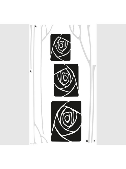 Stickers - Roses dans des cadres - 1 planche 65x85 cm - Kiabi