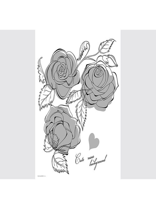 Stickers - Roses en Noir et Blanc - 1 planche 65x85 cm - Kiabi