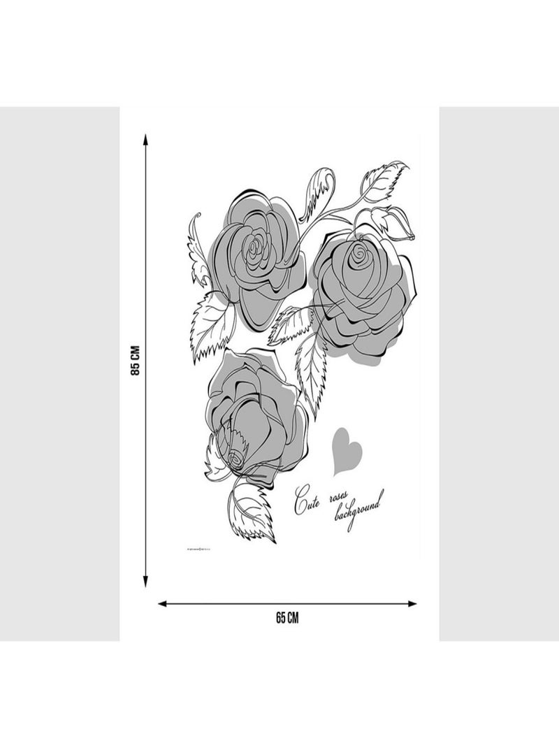 Stickers - Roses en Noir et Blanc - 1 planche 65x85 cm Bleu - Kiabi