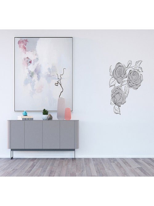 Stickers - Roses en Noir et Blanc - 1 planche 65x85 cm - Kiabi