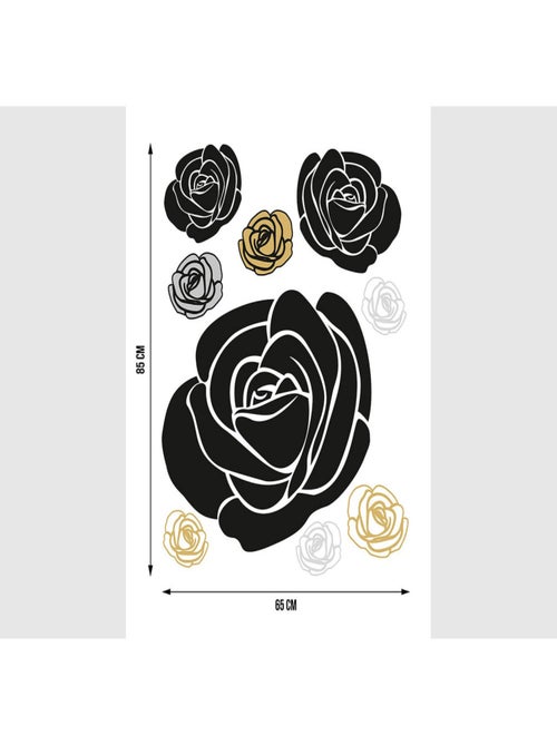 Stickers - Roses Noires, Dorées et Argentées - 1 planche 65 x 85 cm - Kiabi