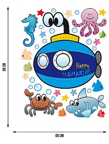 Stickers - Sous-marin Géant - 1 planche 65x85 cm