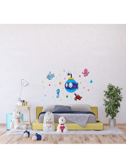 Stickers - Sous-marin Géant - 1 planche 65x85 cm - Kiabi