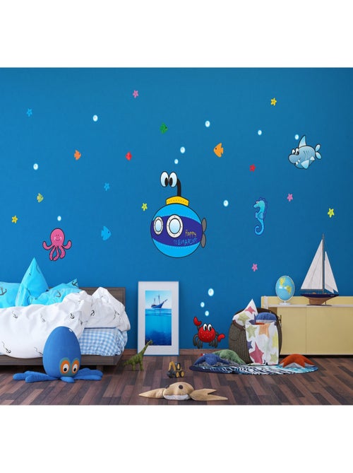 Stickers - Sous-marin Géant - 1 planche 65x85 cm - Kiabi