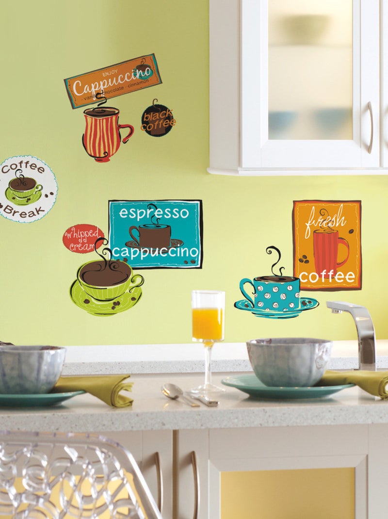 Stickers - Tasses De Café - Hauteur 45,7 cm Multicolore - Kiabi