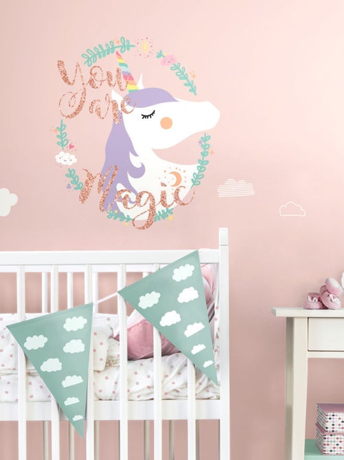 Stickers - Tête De Licorne- You are Magic 40x46cm - Kiabi