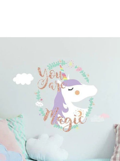 Stickers - Tête De Licorne- You are Magic 40x46cm - Kiabi