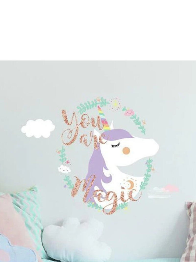Stickers - Tête De Licorne- You are Magic 40x46cm Multicolore - Kiabi