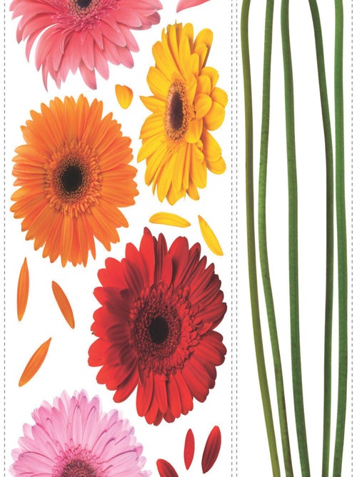 Stickers - Tiges De Fleurs Avec Têtes De Fleurs - Hauteur 45,7 cm - Kiabi