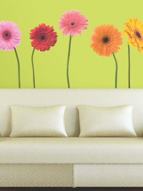 Stickers - Tiges De Fleurs Avec Têtes De Fleurs - Hauteur 45,7 cm - Kiabi