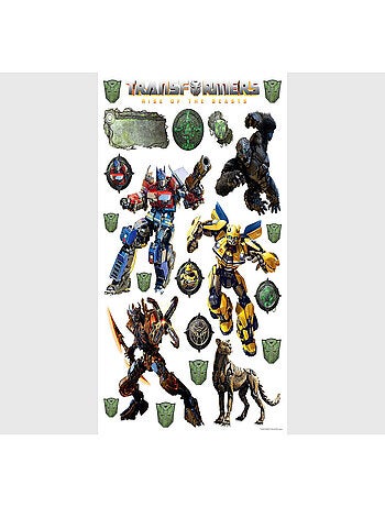 Stickers - Transformers avec Optimus Prime et les Decepticons - 1 planche 42,5x65 cm