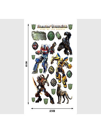 Stickers - Transformers avec Optimus Prime et les Decepticons - 1 planche 42,5x65 cm