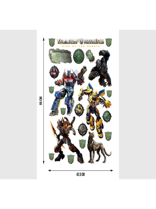 Stickers - Transformers avec Optimus Prime et les Decepticons - 1 planche 42,5x65 cm - Kiabi