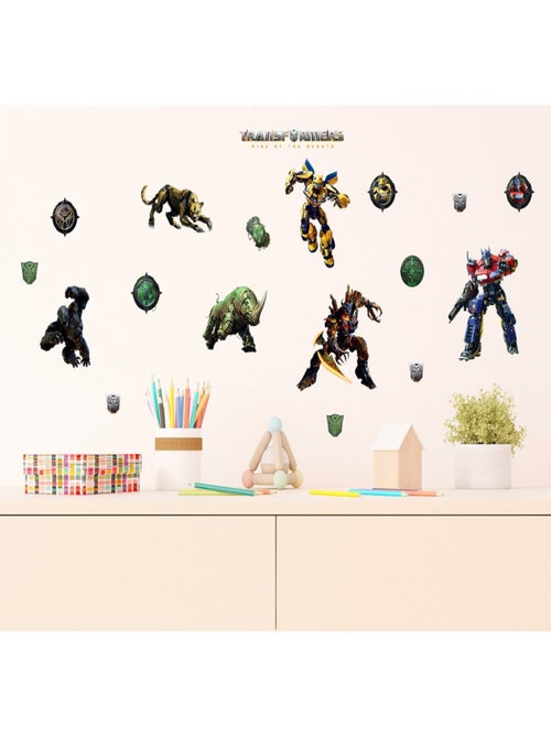 Stickers - Transformers avec Optimus Prime et les Decepticons- 1 planche 30 x 30 cm - Kiabi