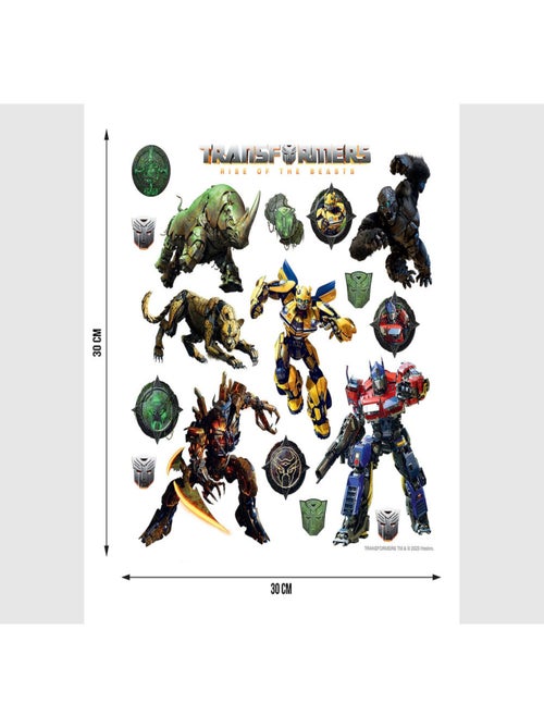 Stickers - Transformers avec Optimus Prime et les Decepticons- 1 planche 30 x 30 cm - Kiabi
