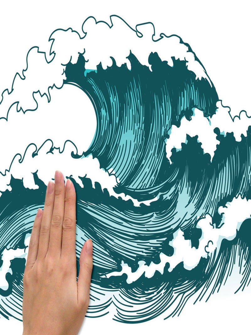 Stickers - Vagues - Hauteur 92,7 cm Bleu - Kiabi