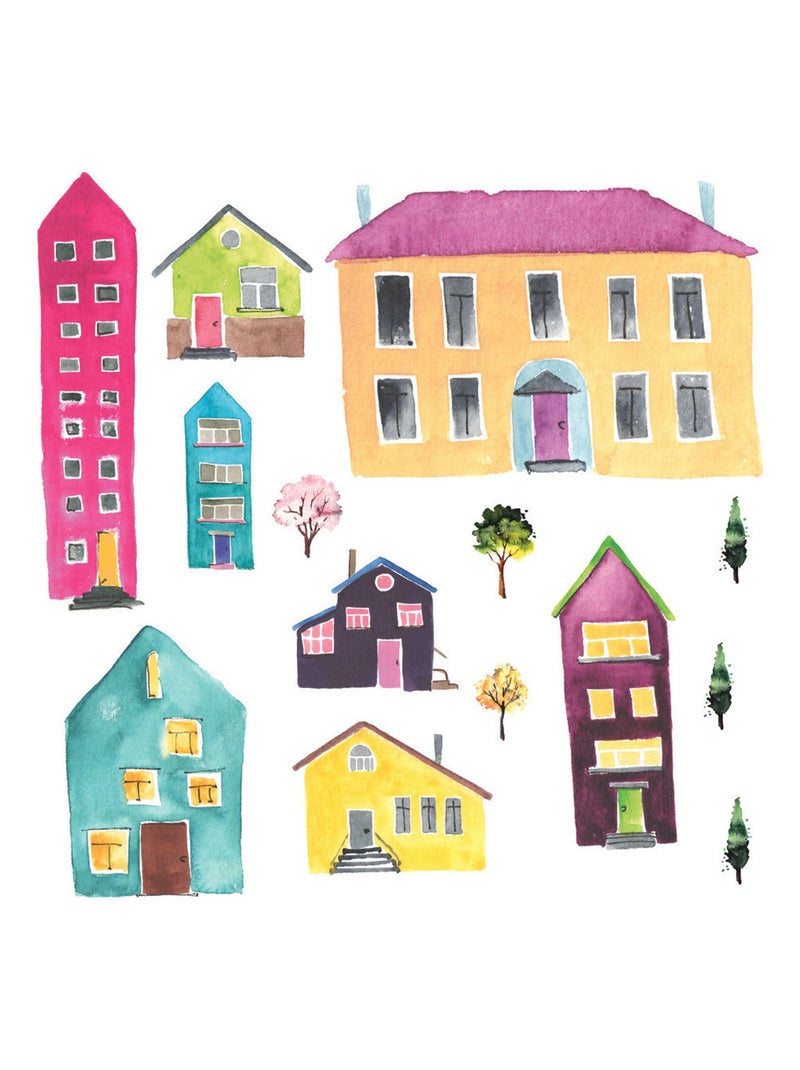 Stickers - Villages - Hauteur 92,7 cm Bleu - Kiabi