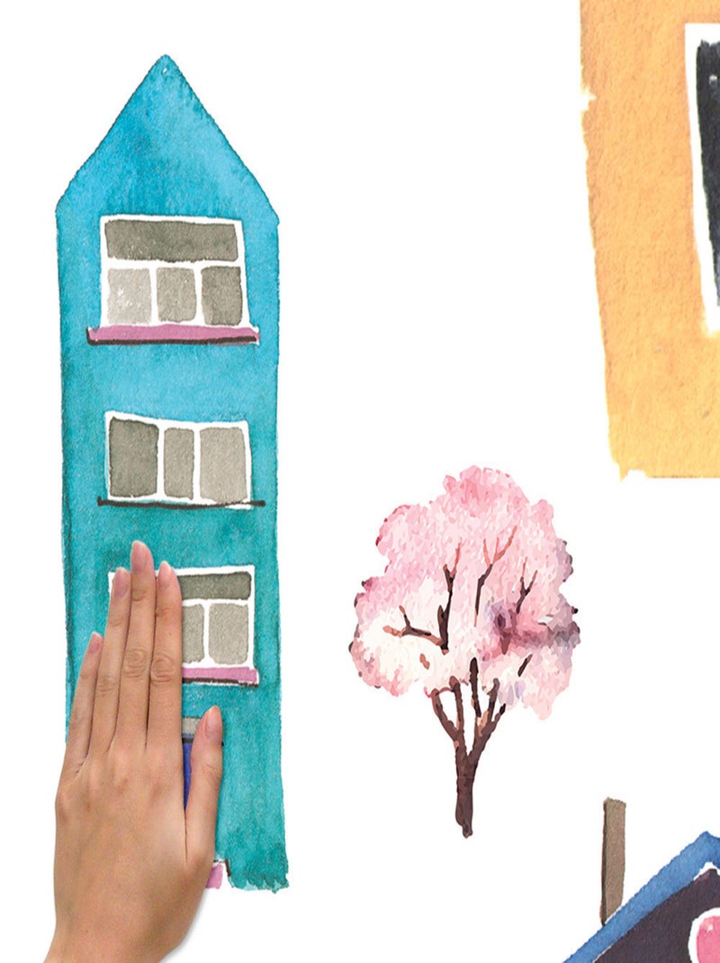 Stickers - Villages - Hauteur 92,7 cm Bleu - Kiabi