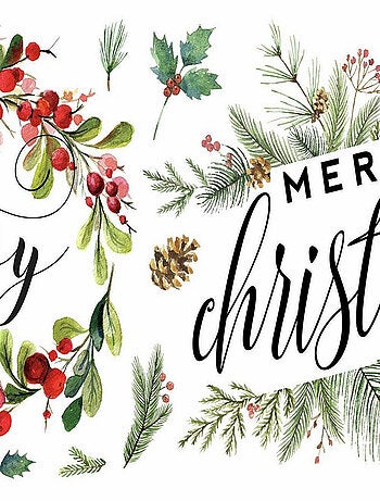 Stickers -joyeux noël- et couronne de houx