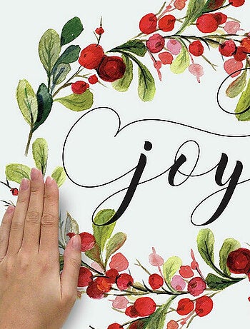 Stickers -joyeux noël- et couronne de houx