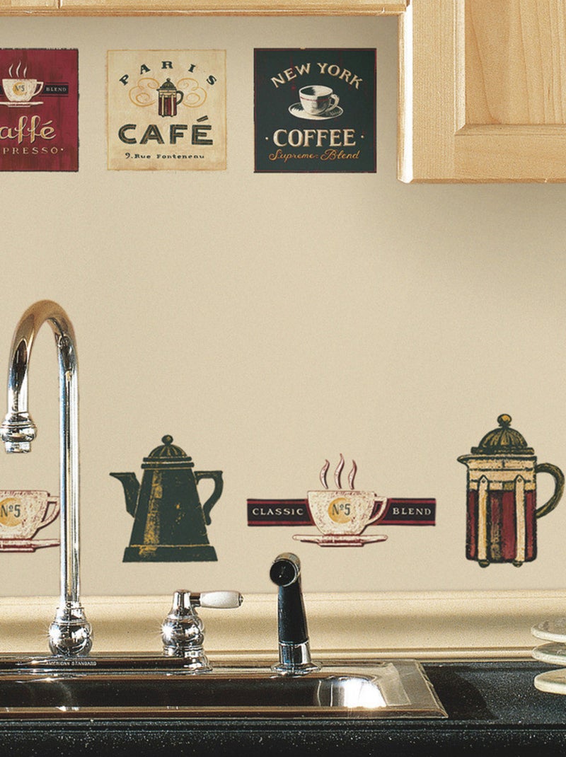 Stickers -Maison A Café - Hauteur 45,7 cm Multicolore - Kiabi