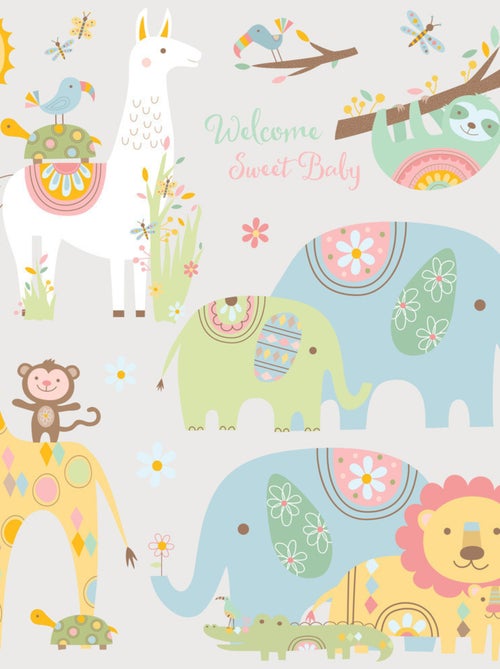 Stickers -Petits Animaux Tribales - Hauteur 22,9 cm - Kiabi