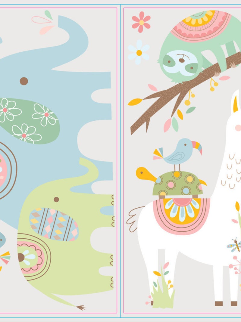 Stickers -Petits Animaux Tribales - Hauteur 22,9 cm Multicolore - Kiabi
