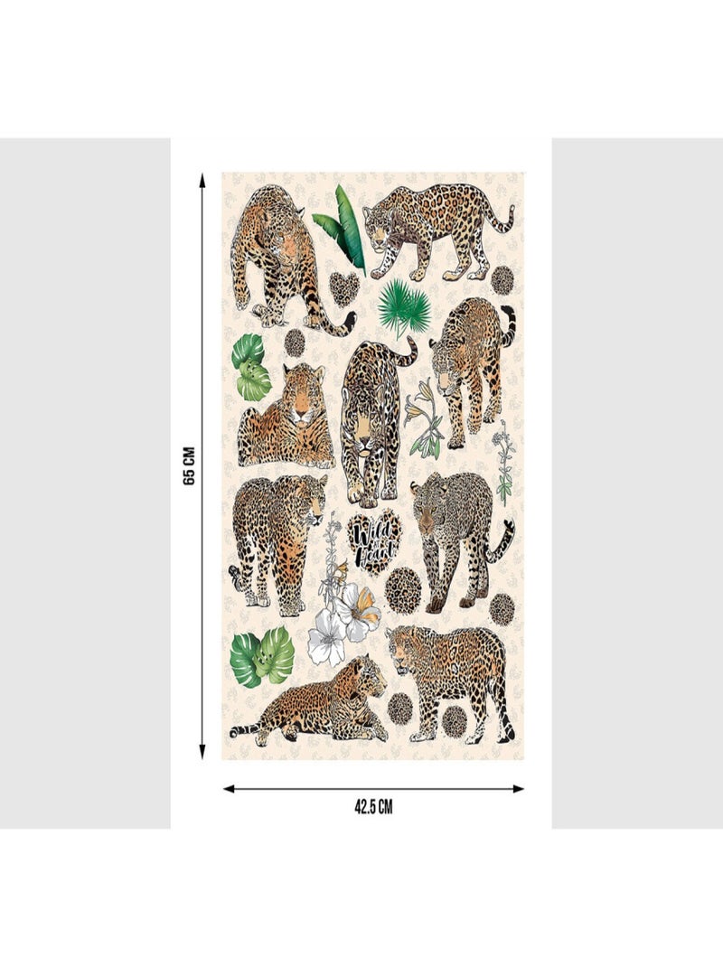 Stickers Animaux - Félins - 1 planche 42,5 x 65 cm Marron - Kiabi