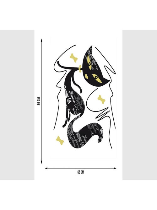 Stickers Animaux - Glamour Chats Noirs Girl - 1 planche 65 x 85 cm - Kiabi
