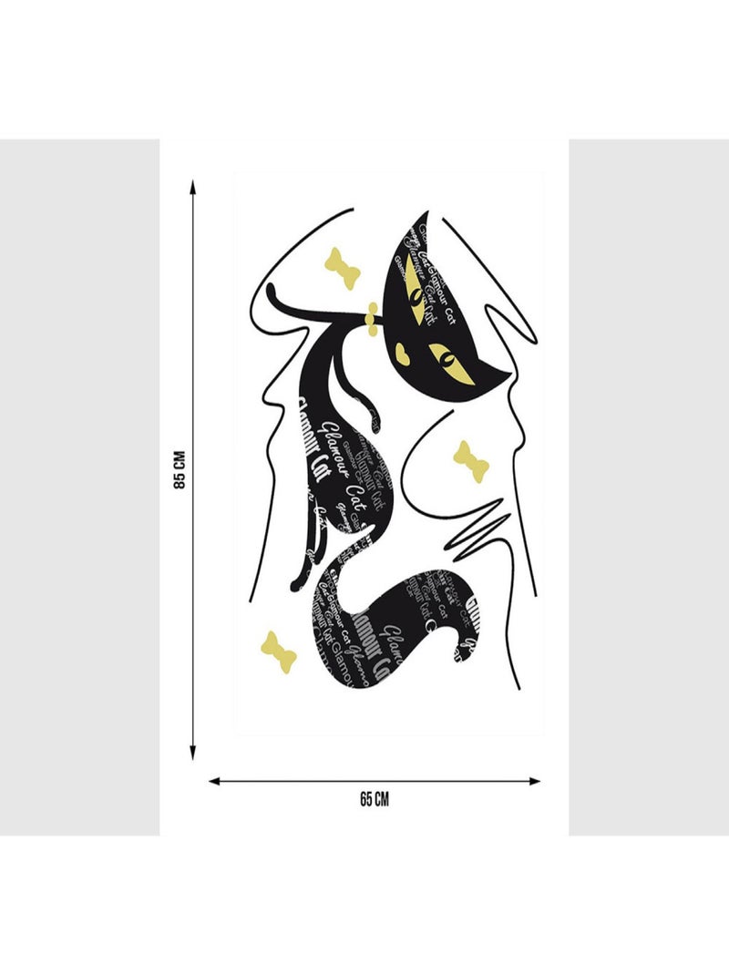Stickers Animaux - Glamour Chats Noirs Girl - 1 planche 65 x 85 cm Noir Noir - Kiabi