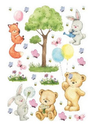 Stickers animaux - Petits Ours Mignons - 1 planche 42,5 x 65 cm