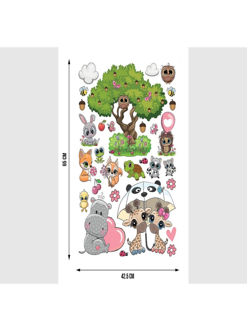 Stickers Animaux mignons - 1 planche 42,5 x 65 cm Noir Noir - Kiabi
