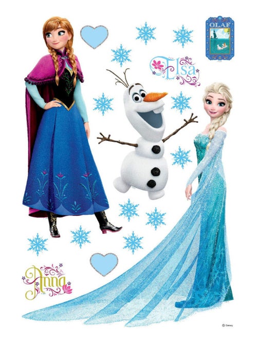 Stickers Anna Elsa & Olaf La Reine des Neiges Disney - Kiabi