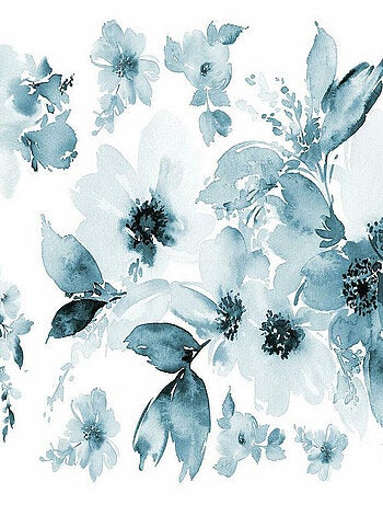 Stickers aquarelle florale géante bleue