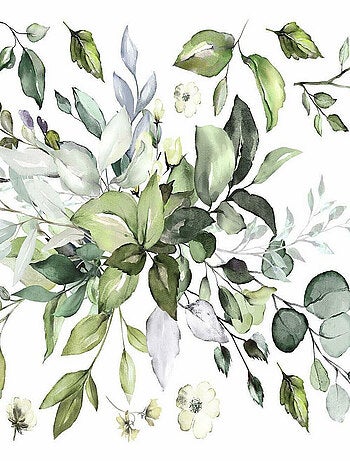 Stickers aquarelle florale géante verte