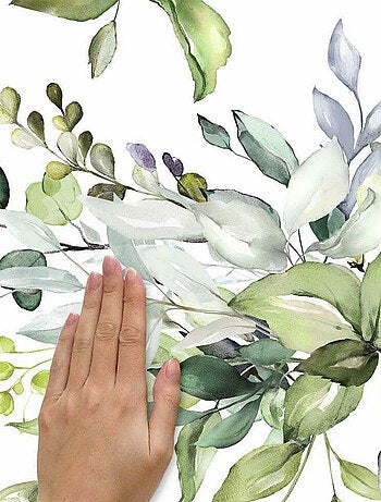 Stickers aquarelle florale géante verte