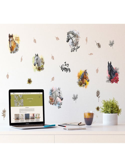 Stickers avec 6 chevaux - 1 planche 30x30 cm - Kiabi