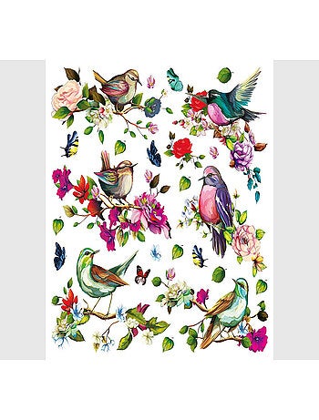 Stickers avec 6 petits oiseaux - 1 planche 30x30 cm