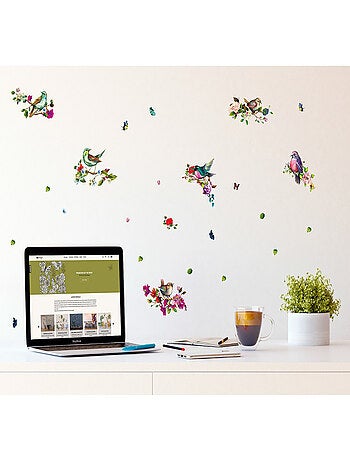 Stickers avec 6 petits oiseaux - 1 planche 30x30 cm