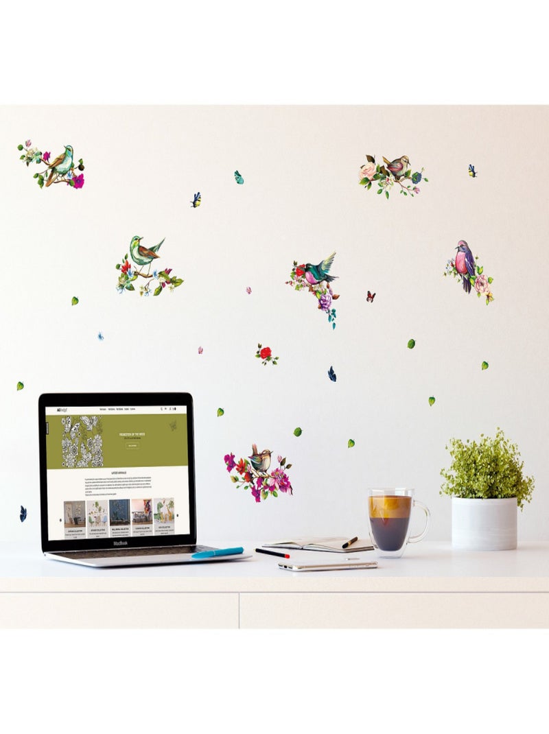 Stickers avec 6 petits oiseaux  - 1 planche 30x30 cm Multicolore - Kiabi