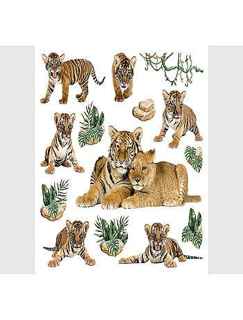 Stickers avec 8 tigres - 1 planche 30x30 cm