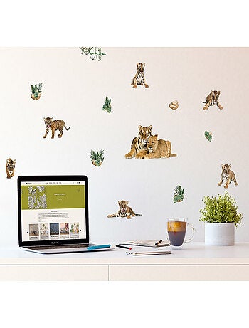 Stickers avec 8 tigres - 1 planche 30x30 cm